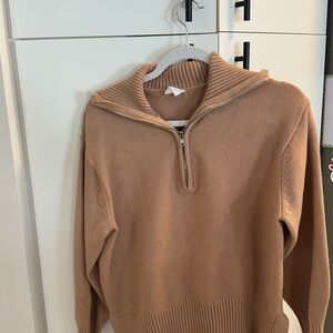 Men's Half-Zip Sweater in Camel Brown